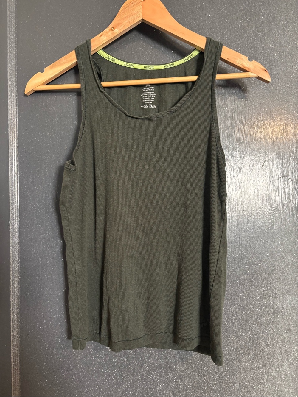Woxer Olive Green Ribbed Tank Top